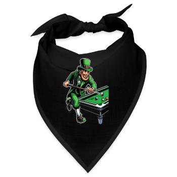 Billard spielender Leprechaun (Irischer Kobold) - Bandana - Schwarz - Vorne