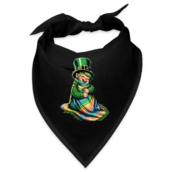 Gemütlicher Leprechaun (Irischer Kobold) - Bandana - Schwarz - Vorne