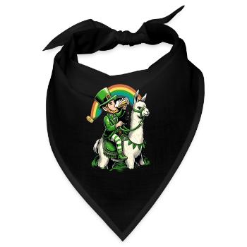 Lama reitender Leprechaun (Irischer Kobold) - Bandana - Schwarz - Vorne