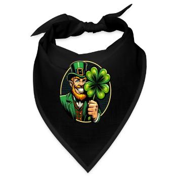 Kleeblatt-Leprechaun (Irischer Kobold) - Bandana - Schwarz - Vorne