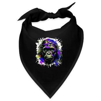 Gorilla Kopf Porträt Bunt - Bandana - Schwarz - Vorne