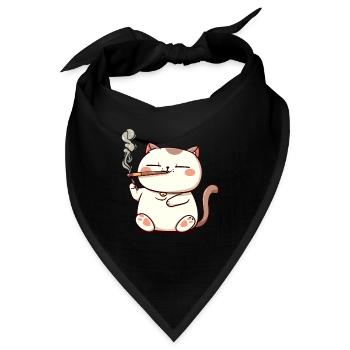 Katze Raucher Smoke Joint - Bandana - Schwarz - Vorne
