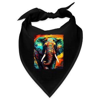Elefant Portrait - Bandana - Schwarz - Vorne