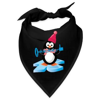Pinguin beim Sondeln mit Metalldetektor in Arktis - Bandana - Schwarz - Vorne