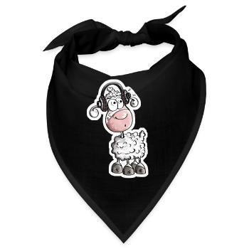 Schaf mag Musik - Schafe - Lamm - Bock - Schafbock - Bandana - Schwarz - Vorne