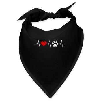 Herzschlag für Hunde Hundeliebhaber Vierbeiner - Bandana - Schwarz - Vorne