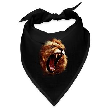 Brüllender wilder Löwe / Löwenkopf - Bandana - Schwarz - Vorne