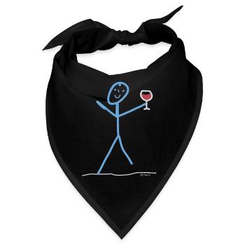 Wein trinken Strichmännchen Genuss Gourmet - Bandana - Schwarz - Vorne
