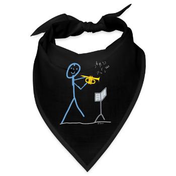 Trompete Musik Strichmännchen Spielt Melodie - Bandana - Schwarz - Vorne