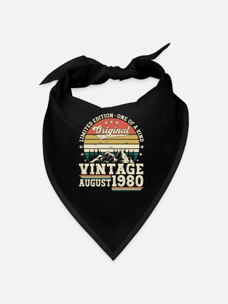 Original August vintage 1980 42nd birthday - Bandana - black - Front