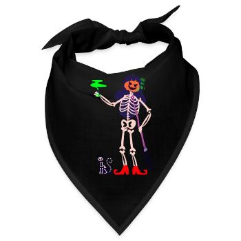 Hexenskelet mit Giftigen Trank und Totenkopf Katze - Bandana - Schwarz - Vorne