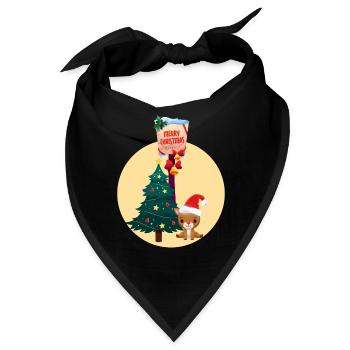 Weihnachten mit Rentier und Tannenbaum - Bandana - Schwarz - Vorne