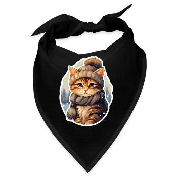 Katze im Winter - Bandana - Schwarz - Vorne