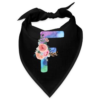 Buchstabe f Aquarell - Bandana - Schwarz - Vorne