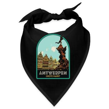 Malerische Illustration des Grand Place - Bandana - Schwarz - Vorne
