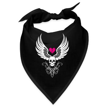 Totenschädel gebrochenes Herz Anti Valentinstag - Bandana - Schwarz - Vorne