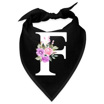 Lila Blumenbuchstabe F - Bandana - Schwarz - Vorne