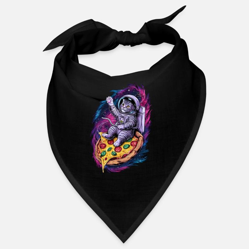Space Cat on Pizza Galactic Journey Bandana