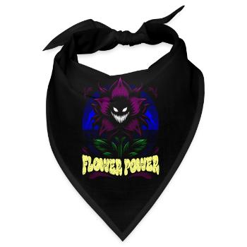 Flower Power Illustration Fett Blau Lila Mutant - Bandana - Schwarz - Vorne