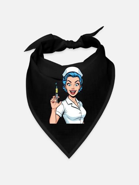 Verrückte Krankenschwester Comic Pop Art Spritze - Bandana - Schwarz