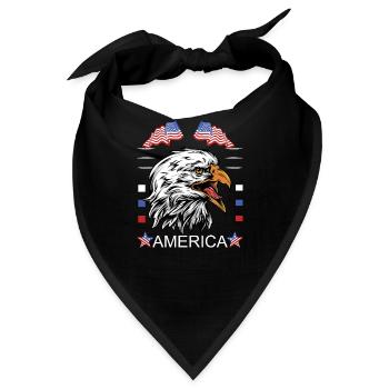 Amerikanischer Adler mit Flaggenmotiv - Bandana - Schwarz - Vorne