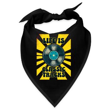 LIFE IS CLASSIC TRACKS Retro 70er Jahre Vinyl - Bandana - Schwarz - Vorne