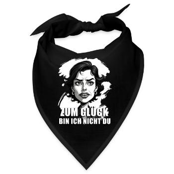 Karikatur mit „Zum Glück…“-Zitat - Bandana - Schwarz - Vorne
