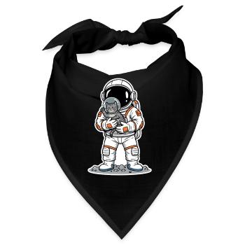 Grauer Katzen-Weltraumastronaut kuschelig niedlich - Bandana - Schwarz - Vorne