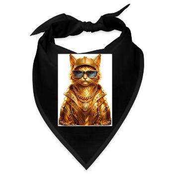 _Golden Pharaoh Cat – luxuriöser urbaner Streetwear-Stil - Bandana - Schwarz - Vorne