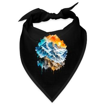 Alpen Gipfel Hütte Aquarell - Bandana - Schwarz - Vorne