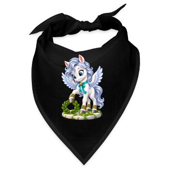 Flügelpony Blumenkranz - Bandana - Schwarz - Vorne