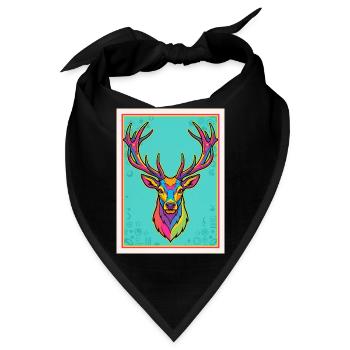 Hirsch Neon Pop-Art Kopf - Bandana - Schwarz - Vorne