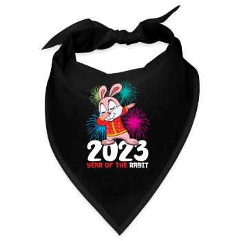 Rabbit Dabbing Chinese New Year 2023 New Year - Bandana - Schwarz - Vorne