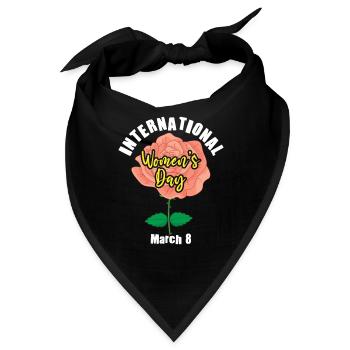 Rosenblume 8. März Internationaler Frauentag - Bandana - Schwarz - Vorne