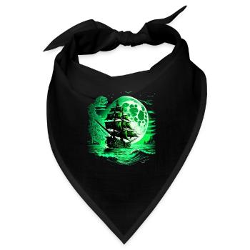 Historisches Segelschiff bei Vollmond. - Bandana - Schwarz - Vorne