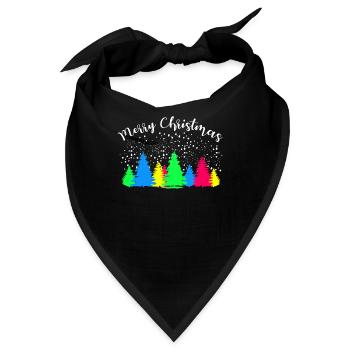 Merry Christmas Bunter Tannenwald - Bandana - Schwarz - Vorne