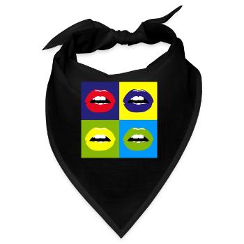 Pop Art / Comic: Kussmund, Lippen, Lippenstift - Bandana - Schwarz - Vorne
