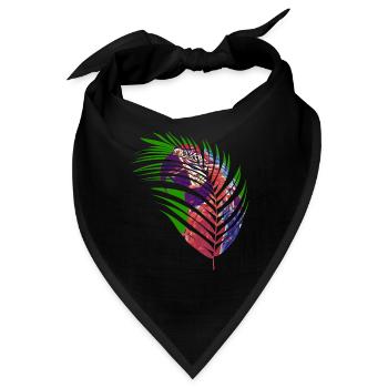 Papagei im Blatt - Bandana - Schwarz - Vorne