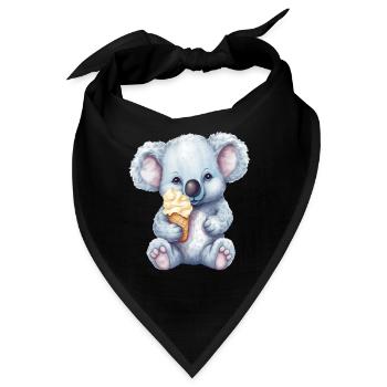 Süßer Comic Koala mit Vanille Softeis - Bandana - Schwarz - Vorne