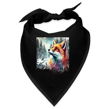 Aquarell Fuchs, Fuchs, Winter Hintergrund - Bandana - Schwarz - Vorne