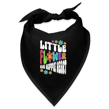 Kleine Blume - Großes Hippie Herz - Hippie Kostüm - Bandana - Schwarz - Vorne
