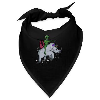 Ausländer, der fliegendes Nashorn - lustiges niedliches Nashorn reitet - Bandana - Schwarz - Vorne