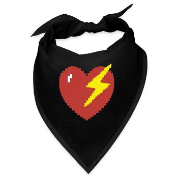 Herz Blitz Pixel Gamer Geschenk - Bandana - Schwarz - Vorne