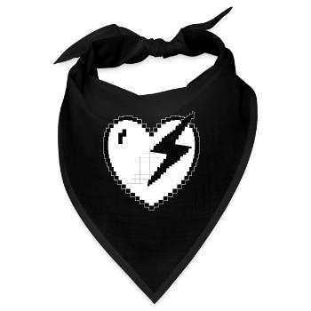 Herz Blitz Pixel Gamer Geschenk - Bandana - Schwarz - Vorne