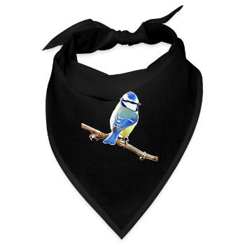 Blau – Vogelillustration - Bandana - Schwarz - Vorne