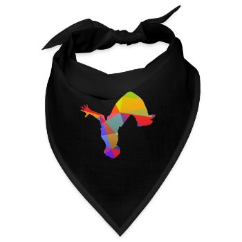 Bunter Regenbogen Parkourläufer im Backflip Sport - Bandana - Schwarz - Vorne