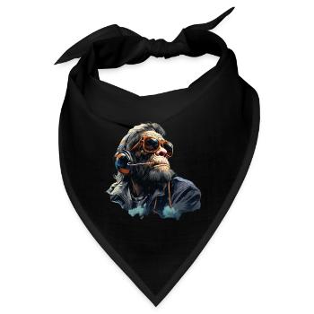 Gamer Chimp mit Headset - Bandana - Schwarz - Vorne