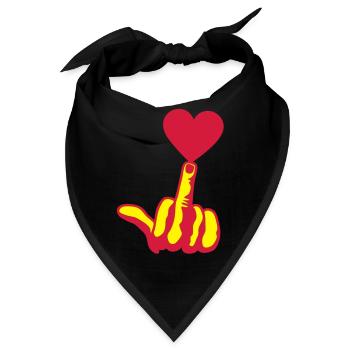 fuck love love love heart Finger - Bandana - Schwarz - Vorne