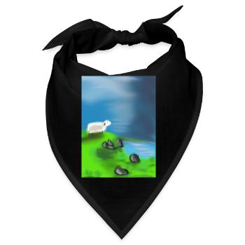 Schaf auf Felsen vor dem Wasser - Bandana - Schwarz - Vorne