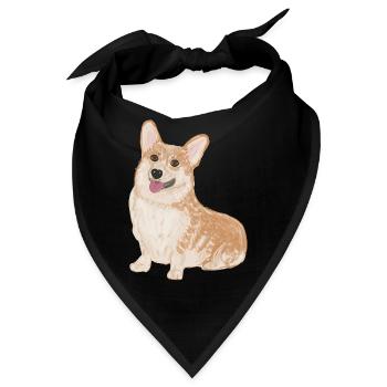 Sitzender Corgi - Bandana - Schwarz - Vorne